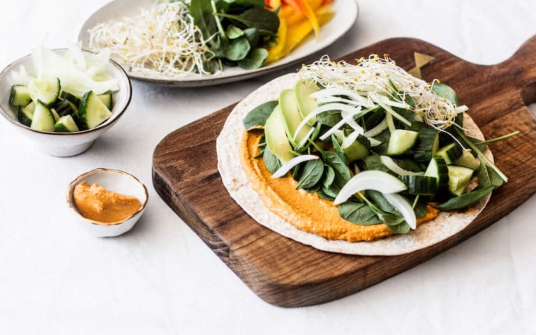 Roasted Red Pepper Hummus Wrap